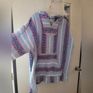 Baja Joe Mexican Baja Hoodie Poncho Style Pullover Made in Mexico Size XX-Large